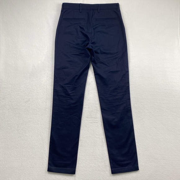 Asphalte Slim Fit Straight Leg Heavyweight Trousers/Chino Pants (Navy Blue) - Picture 4 of 16